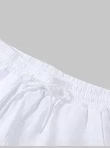 Manfinity Homme Men's Loose Drawstring Waist Shorts - White - View 5