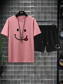 Manfinity Homme Men Cartoon Graphic Tee & Drawstring Waist Shorts - Multicolor - View 5