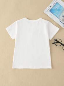 SHEIN Toddler Boys Bear & Slogan Graphic Tee