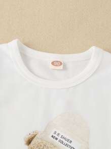 SHEIN Toddler Boys Bear & Slogan Graphic Tee