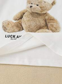 SHEIN Toddler Boys Bear & Slogan Graphic Tee