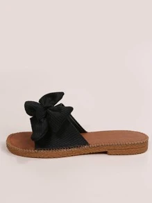 蝴蝶結細節平底涼鞋 - 黑色 - 查看 3
