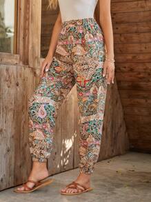 EMERY ROSE Paisley Print Tapered Trousers - Multicolor - View 2