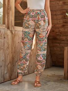 EMERY ROSE Paisley Print Tapered Trousers - Multicolor - View 1