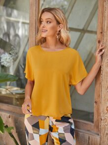 EMERY ROSE de manga murciélago Top & con estampado de dibujo Pantalones Conjunto - Multicolor - Ver 3
