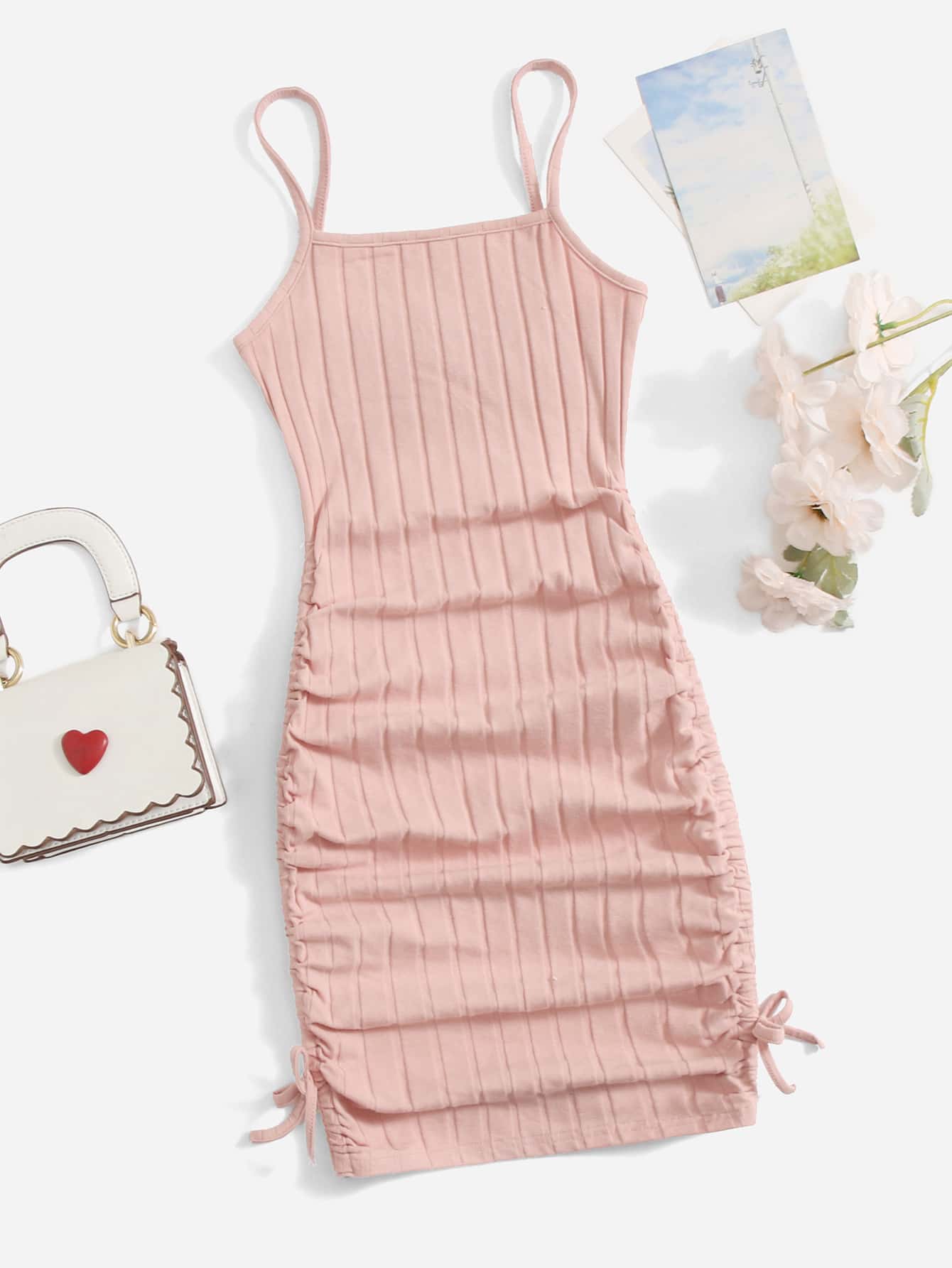 SHEIN Tween Girl Drawstring Side Rib-Knit Cami Dress | SHEIN USA