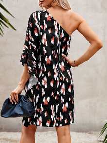 Đầm Bất đối xứng Tất cả trên in Boho - màu đen - Xem 2