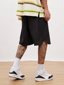 Manfinity Hypemode Men's Loose Fit Letter Patches Shorts - Black - View 2