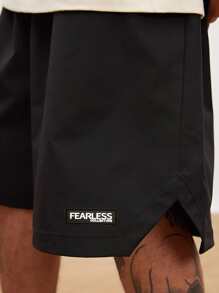 Manfinity Hypemode Men's Loose Fit Letter Patches Shorts - Black - View 5