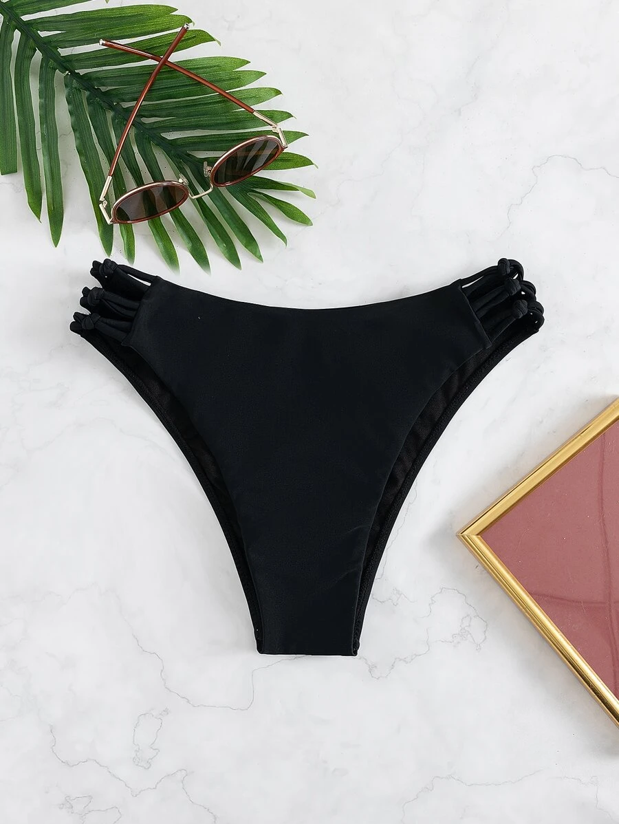 Ladder Cut-out Bikini Bottom - Black - View 1