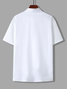 Manfinity Hypemode Áo sơ mi Nam Nút phía trước Con số Lá thư Đường phố - Đen và trắng - Xem 2