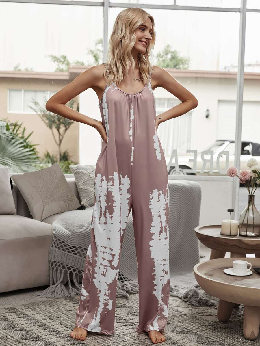 SHEIN Unity Tie Dye Hidden Pocket Cami Jumpsuit