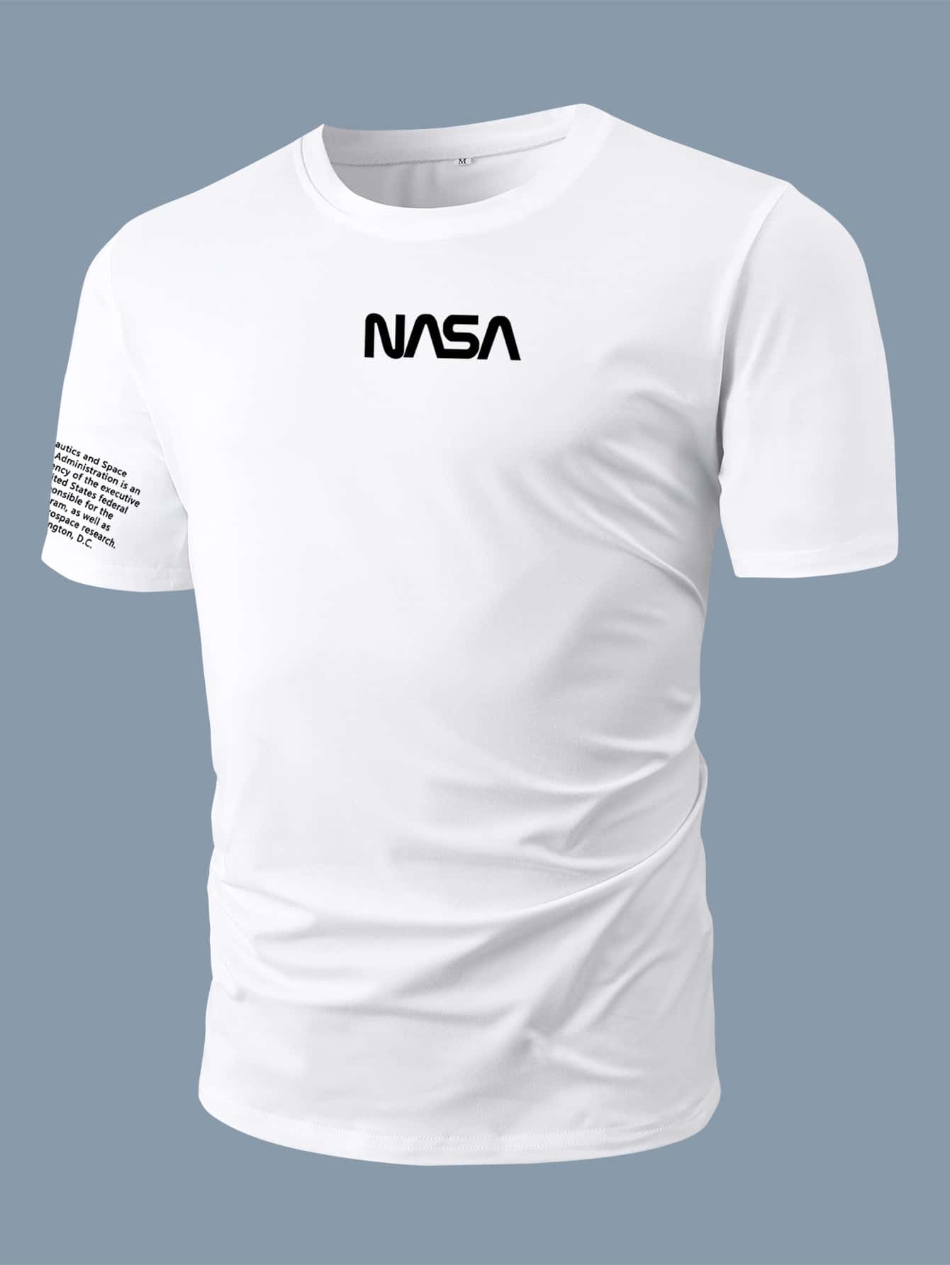 Manfinity Homme 男士字母圖案短袖T恤 - 白色 - 查看 1
