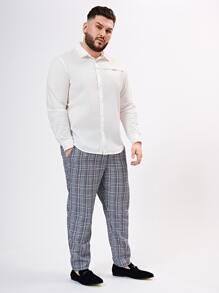 Manfinity Men Plus Letter Graphic Single Breasted Shirt - White - View 3