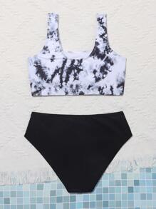 少女扎染比基尼套装 夏日海滩