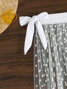 SHEIN Swim Áo che Nữ Thắt nút cắt Chấm bi - trắng - Xem 6