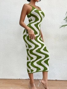 SHEIN Holidaya Wave Pattern Jumper Dress - Multicolor - View 6
