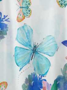 Butterfly Print Cap Sleeve Tee - Multicolor - View 4