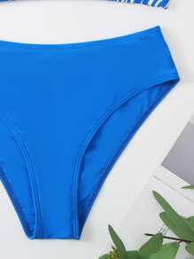 Marble Print Cut Out Bikini, For Summer Beach Vacation - Blue - View 4