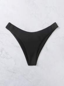 SHEIN Swim Đáy Bikini Nữ màu trơn Gợi cảm - màu đen - Xem 1