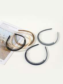 Multiple Pieces Minimalist Versatile Plastic Toothed Headbands - Multicolor - View 2