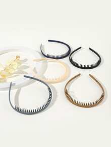 Multiple Pieces Minimalist Versatile Plastic Toothed Headbands - Multicolor - View 3