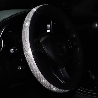 MEIKAXIU 1入組水鑽裝飾汽車方向盤套