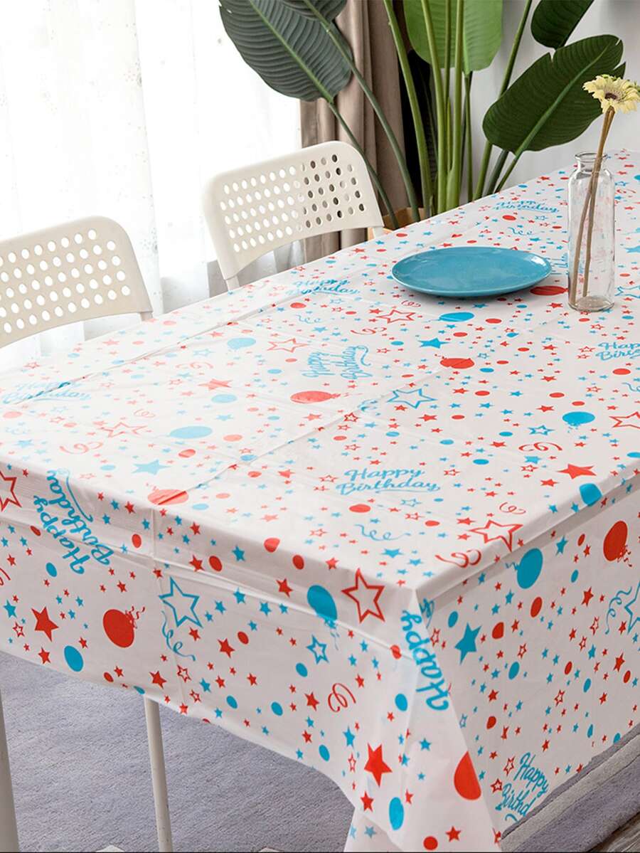 1 件一次性生日派對桌布 - 彩色 - 查看 1