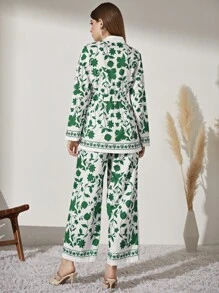 Mulvari Floral Print Belted Coat & Wide Leg Trousers - Multicolor - View 2