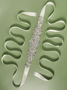 Rhinestone Decor Bridal Belt Halloween - Silver - View 2