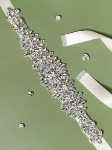 Rhinestone Decor Bridal Belt Halloween - Silver - View 5