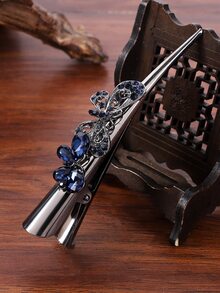 Kẹp tóc trang trí bằng đá quý & bướm - Đồng - Xem 1