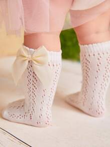 嬰兒蝴蝶結裝飾襪子 - 白色 - 查看 1