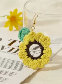 Crochet Flower Design Drop Earrings