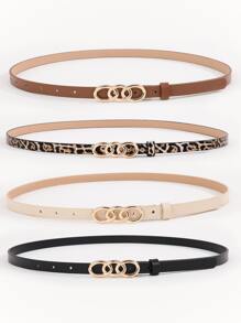 4pcs Women Fashionable Leopard Print Belt For Dress Decoration With Punch Tool - Multicolor - View 2