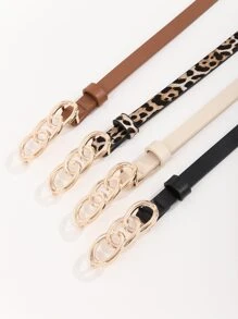 4pcs Women Fashionable Leopard Print Belt For Dress Decoration With Punch Tool - Multicolor - View 5