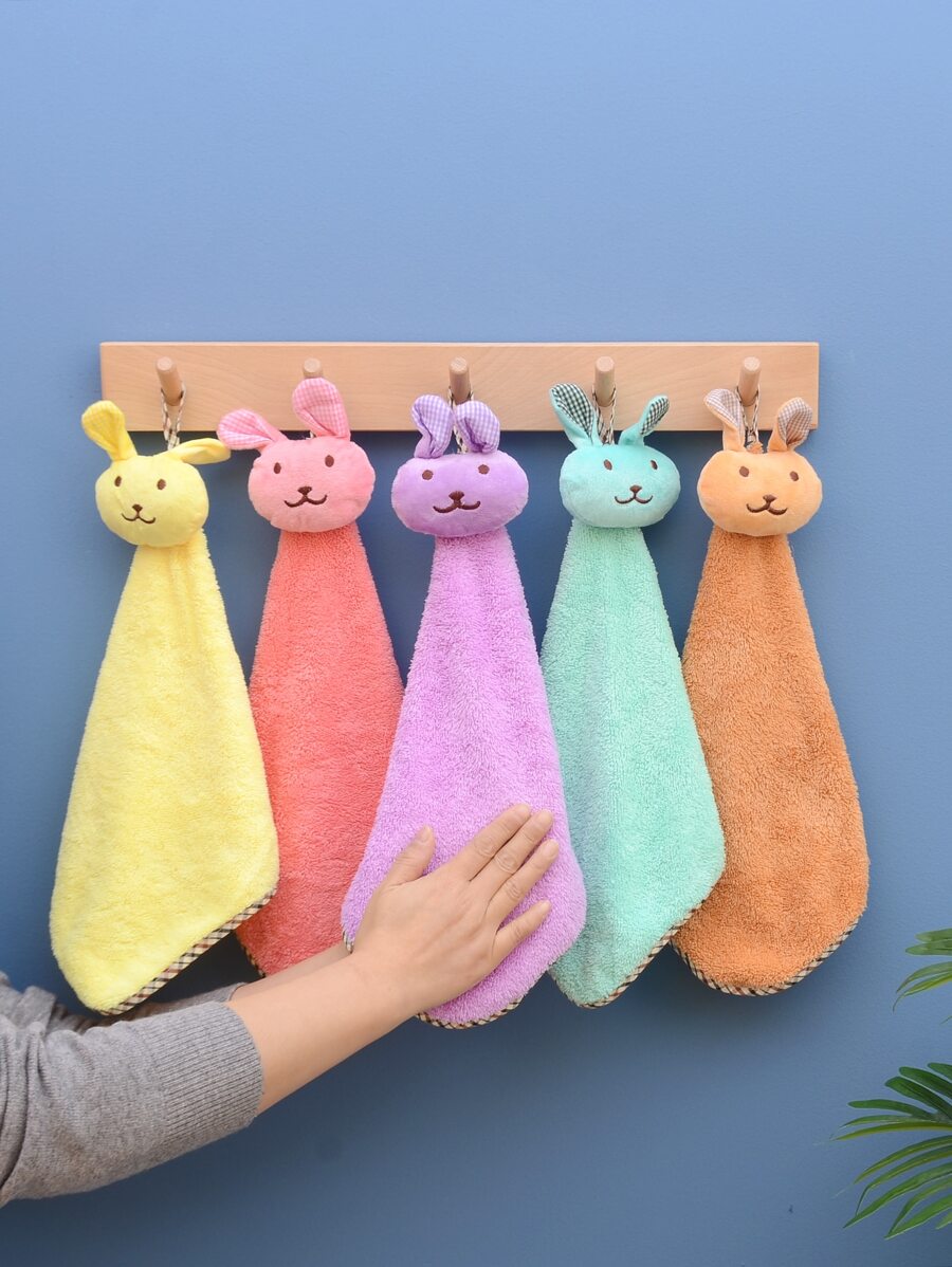 1 Peça Pano de Prato Toalha de Cozinha com Desenho de Coelho Aleatório - Multicolorido - Visão 1