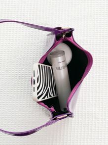 Minimalist Artificial Patent Leather Bag , Purple - Purple - View 4