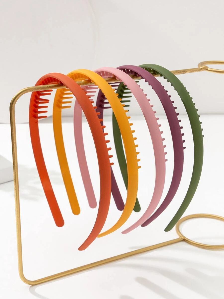 Multiple Pieces Minimalist Versatile Plastic Toothed Headbands - Multicolor - View 1