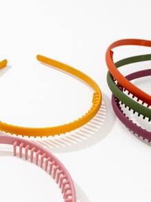 Multiple Pieces Minimalist Versatile Plastic Toothed Headbands - Multicolor - View 3