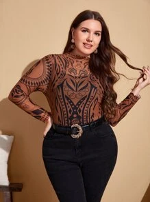 Mulvari Áo thun Plus size Xù nhỏ Hình học Thanh lịch - Nhiều màu - Xem 1