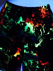 SHEIN Leap Crew Young Boy Reflective Splash Ink Print Tee & Shorts - Multicolor - View 3