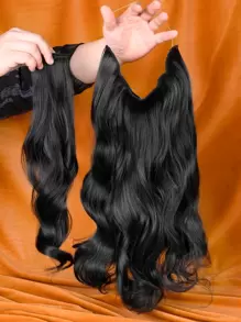 3pcs Natural Long Curly Synthetic Hair Extension - Black - View 1