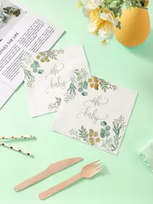 14 chiếc khăn ăn dùng một lần, giấy ăn tối in hoa chữ đơn giản cho phòng ăn - Nhiều màu - Xem 1