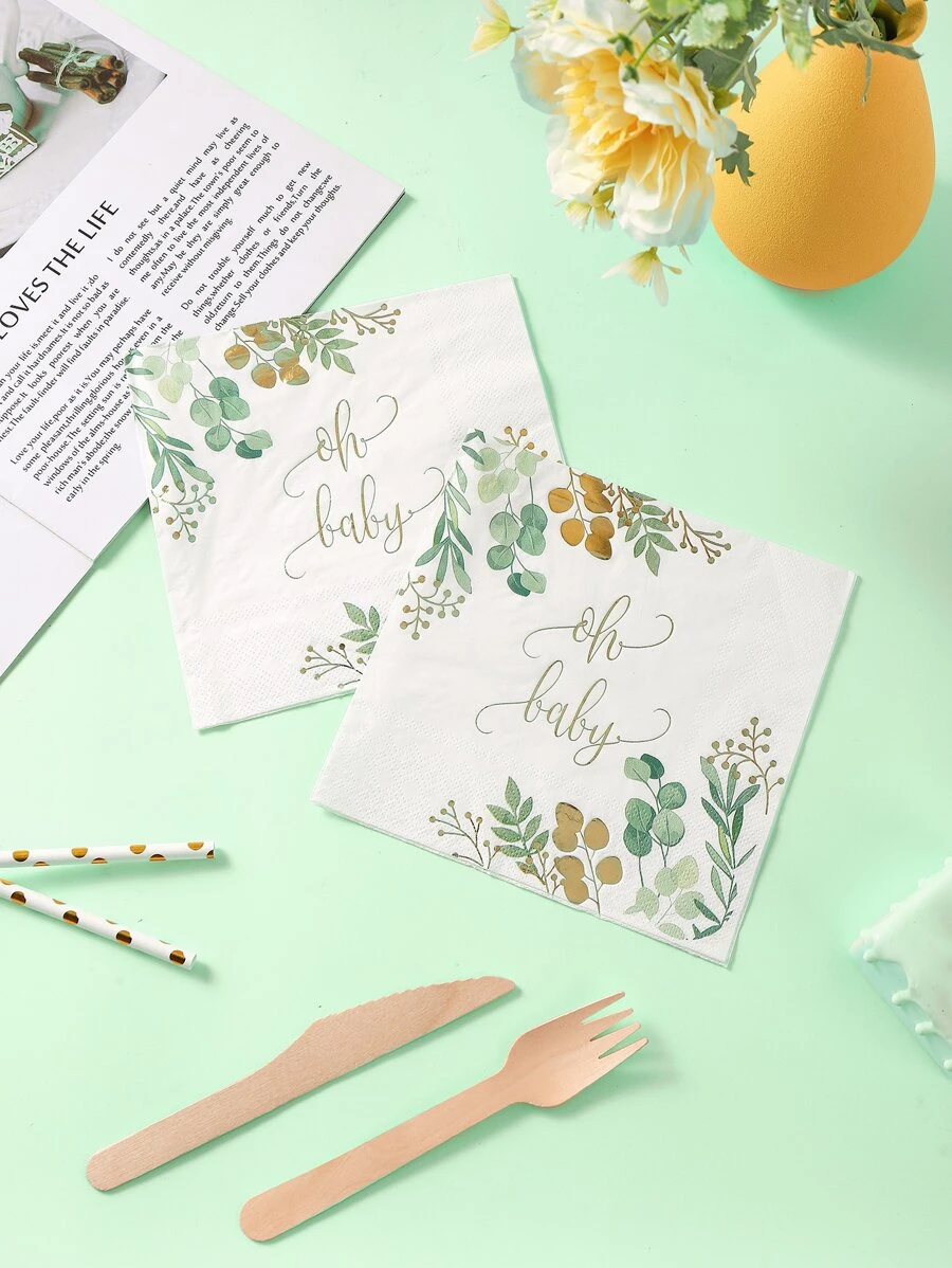 14 chiếc khăn ăn dùng một lần, giấy ăn tối in hoa chữ đơn giản cho phòng ăn - Nhiều màu - Xem 1