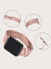 1pc Stainless Steel Watchband Compatible With Apple Watch - Pink - View 6