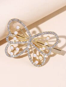 Bướm Rhinestone & Faux Pearl Trang trí Cá sấu Kẹp tóc - Nhiều màu - Xem 2