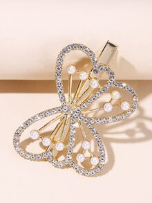 Bướm Rhinestone & Faux Pearl Trang trí Cá sấu Kẹp tóc - Nhiều màu - Xem 3