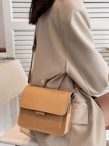 Waterproof,Lightweight,Business Casual Mini Minimalist Flap Square Bag For Teen Girls Women College Students,Rookies & White-collar Workers Perfect for Office,College,Work ,Business,Commute - Khaki - View 2