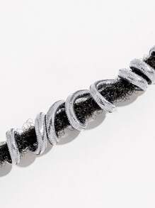 闪亮细节纯色发圈，Y2K风格马尾辫发圈，发绳，弹性发圈，发圈，健身运动装，发饰，头部配饰，弹性发带，夏季，假日，旅行 - 銀色 - 查看 4